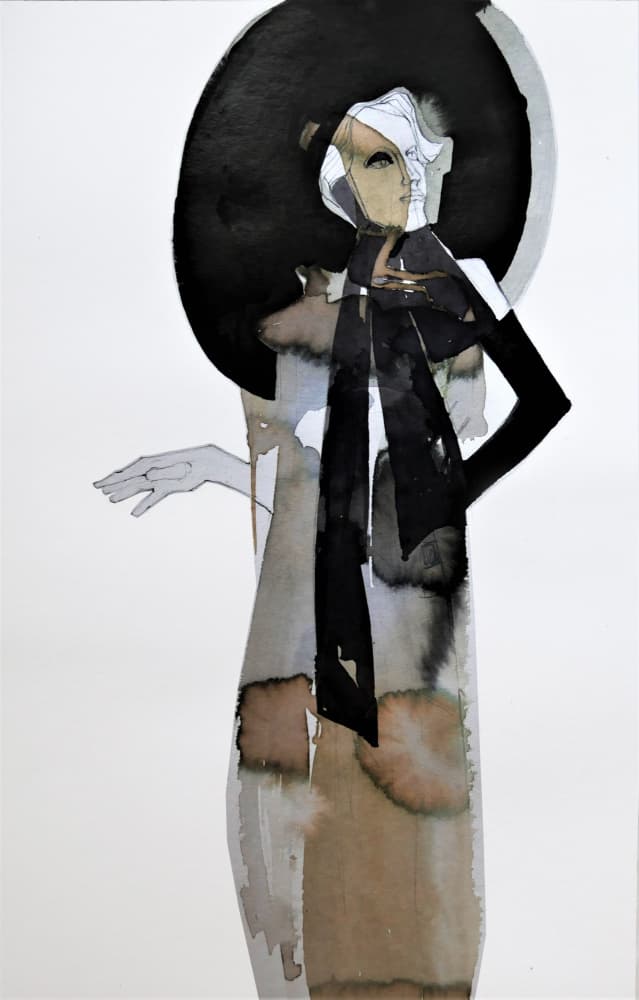 Elegant Woman with Hat by Doris Schmitz — canvas wall art
