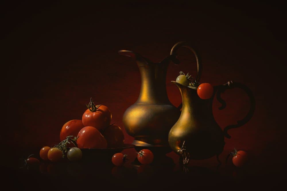 Golden Pitchers Tomatoes by Lydia Jacobs — canvas wall art