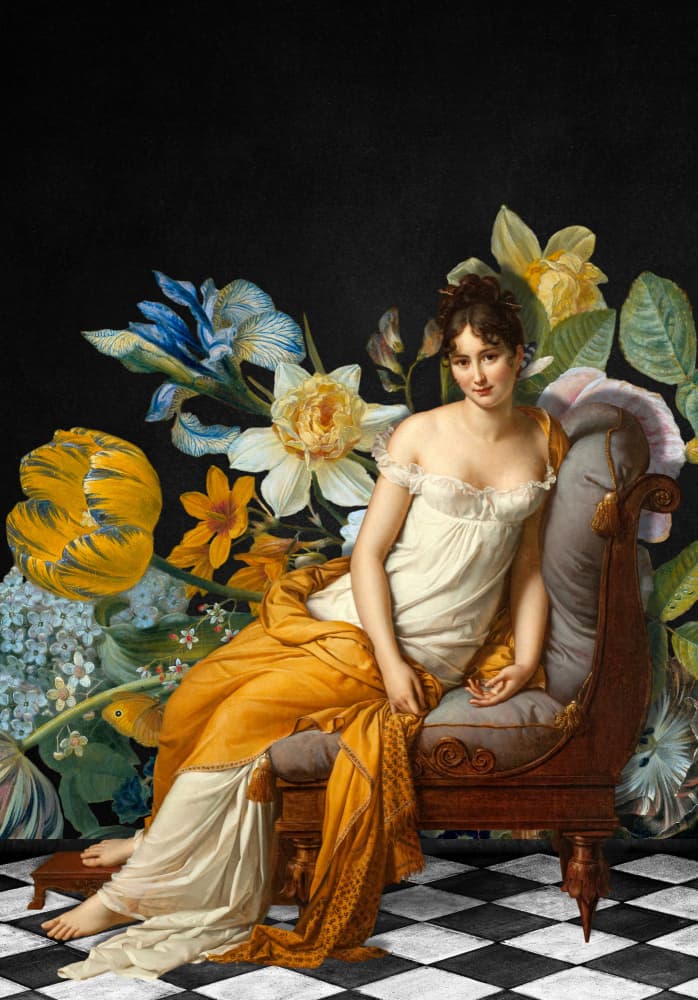 Elegant Lady Floral Reverie by Marja van den Hurk — canvas wall art
