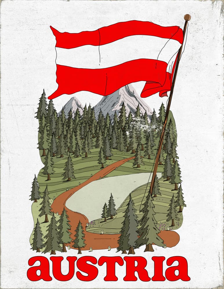 Austrian Flag Mountain View by Nicholas — canvas wall art
