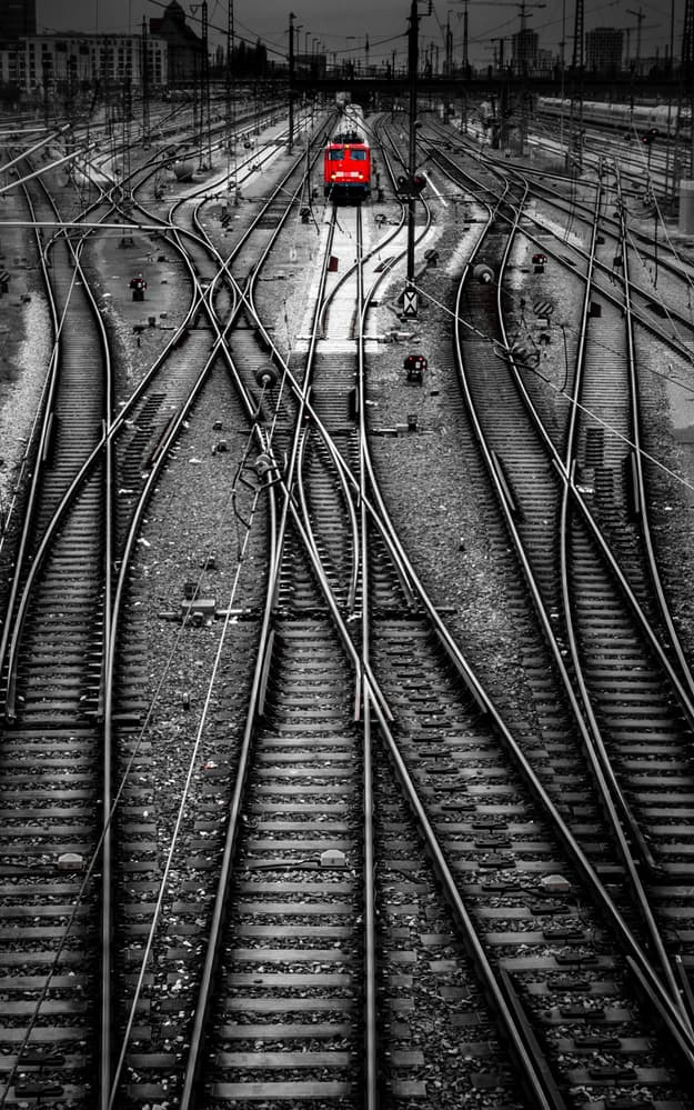 Red Train Tracks by Andy Dauer — canvas wall art