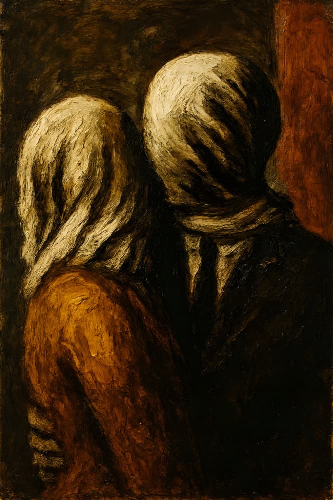 Wrapped Lovers Embrace by HUGO — canvas wall art