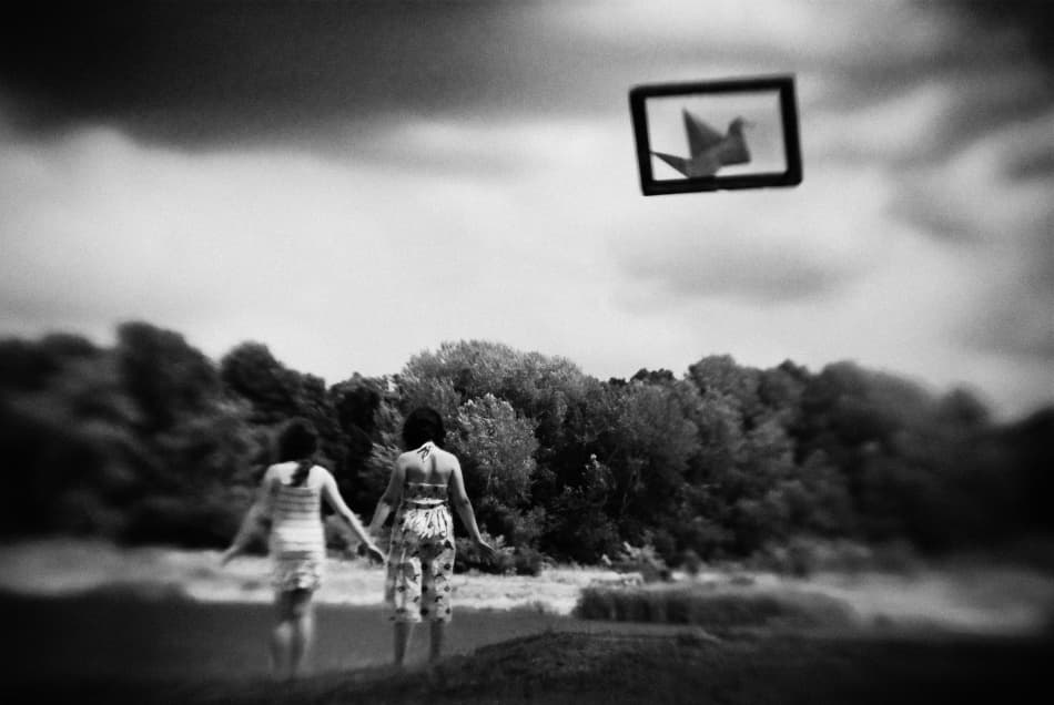 Girls and the Origami Dream by Codrin Lupei — canvas wall art