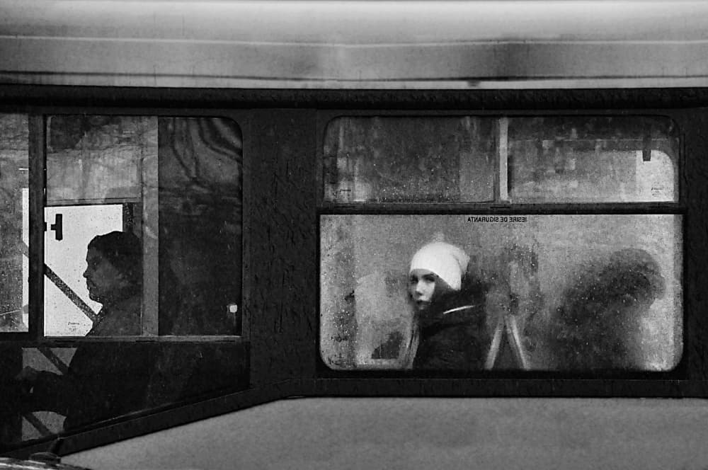 Rainy Bus Window Gaze by Nicoleta Gabor — canvas wall art
