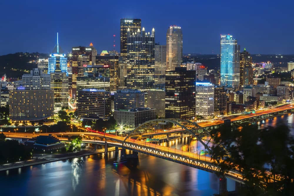 Pittsburgh City Lights by Melanie Viola — canvas wall art