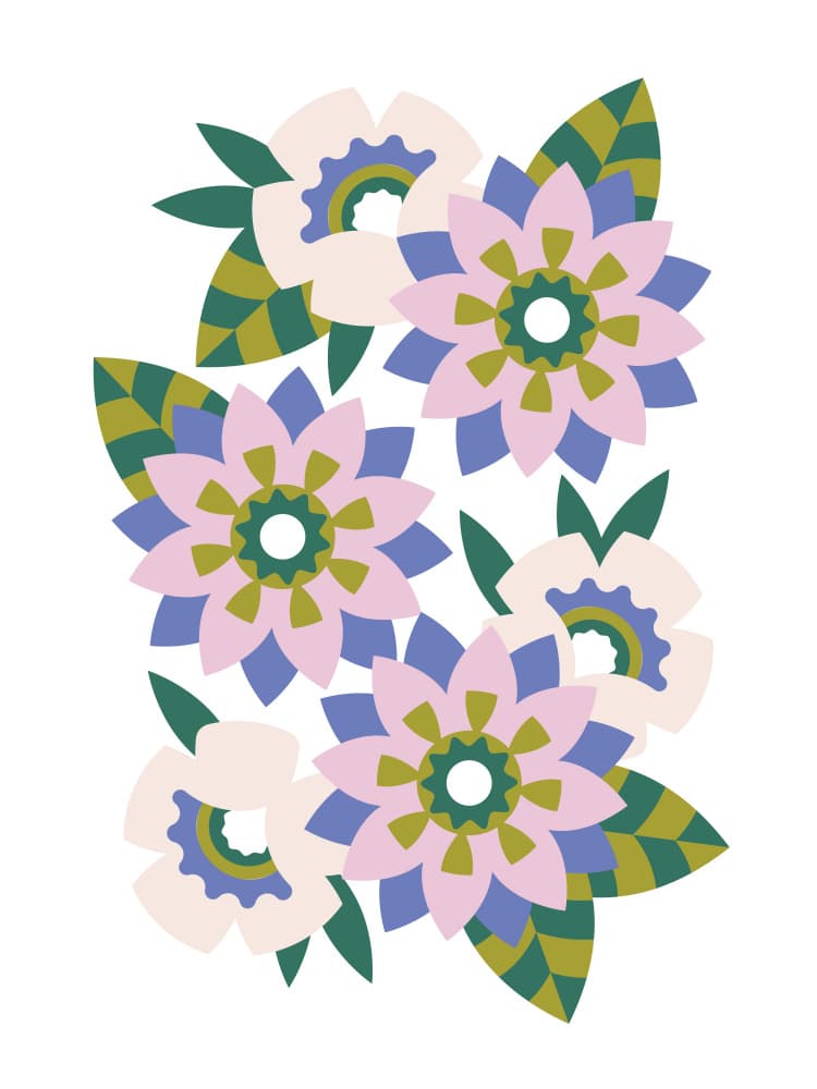 Scandi Folk Flowers by Tetiana Kava Illustration — canvas wall art