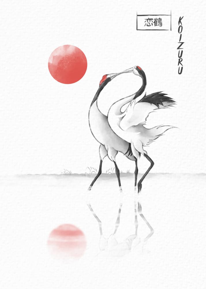 Graceful Crane Dance by Fadil Roze — canvas wall art