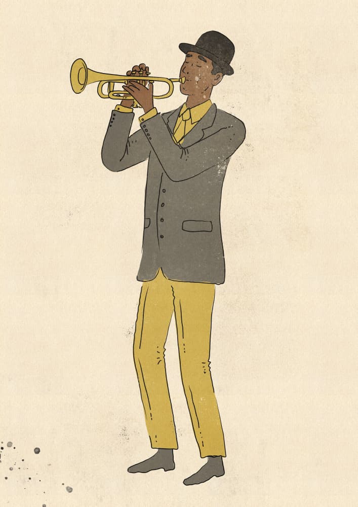Vintage Trumpet Player by Nicholas — canvas wall art