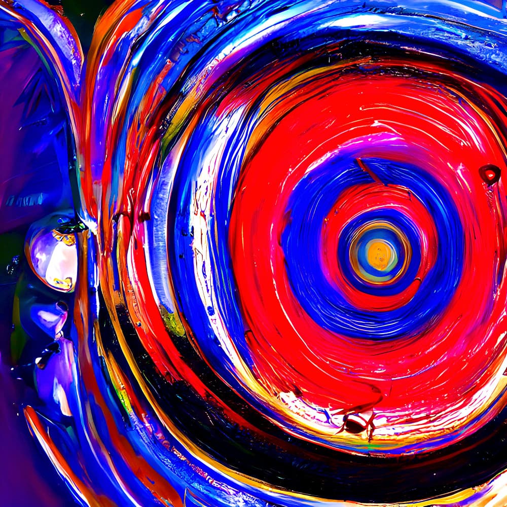 Red Blue Abstract Swirl by mnemonixART — canvas wall art