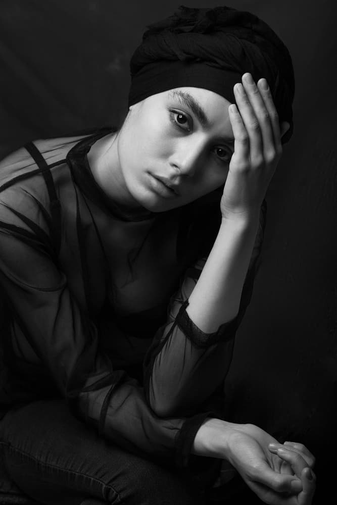 Pensive Turban Portrait by Mehdi Mokhtari — canvas wall art