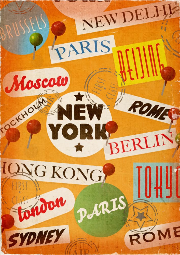 Global City Destinations by Nicholas — canvas wall art