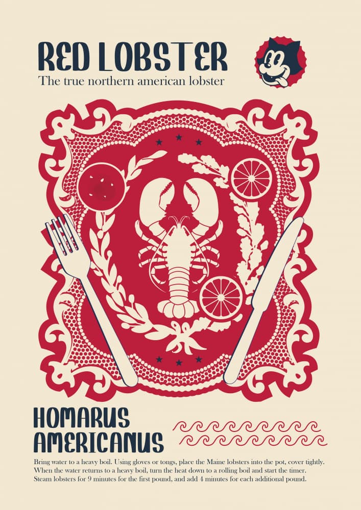Lobster Retro Recipe poster by Dion Gem — canvas wall art