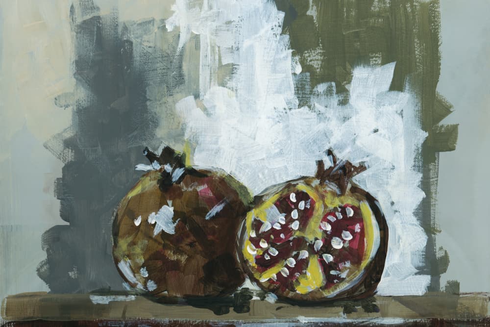 Rustic Pomegranate Still Life by cartissi — canvas wall art