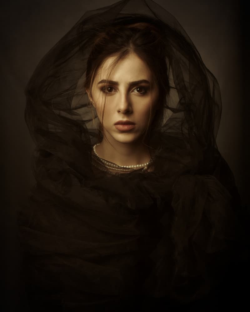 Dark Veiled Beauty by Mehdi Mokhtari — canvas wall art