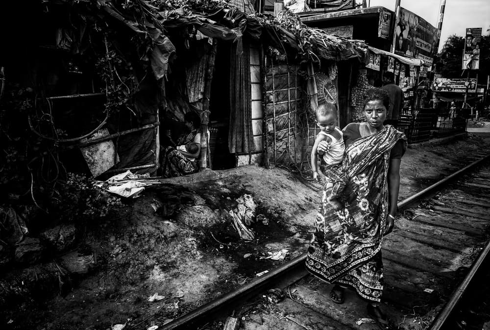 Mother and Child on Tracks by Joxe Inazio Kuesta Garmendia — canvas wall art