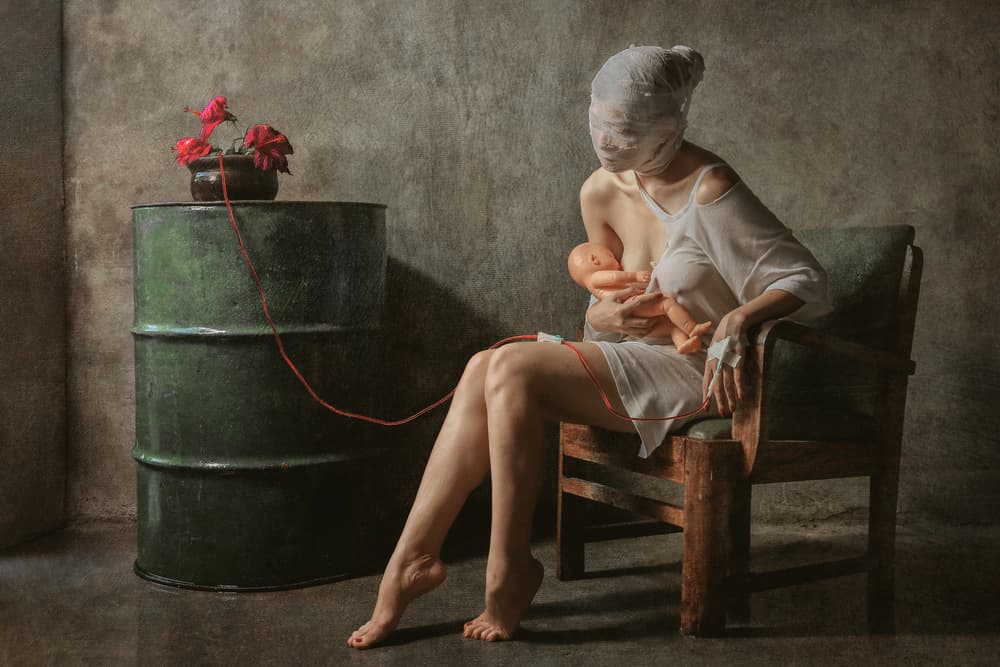 Surreal Motherhood Connection by Sebastian Kisworo — canvas wall art
