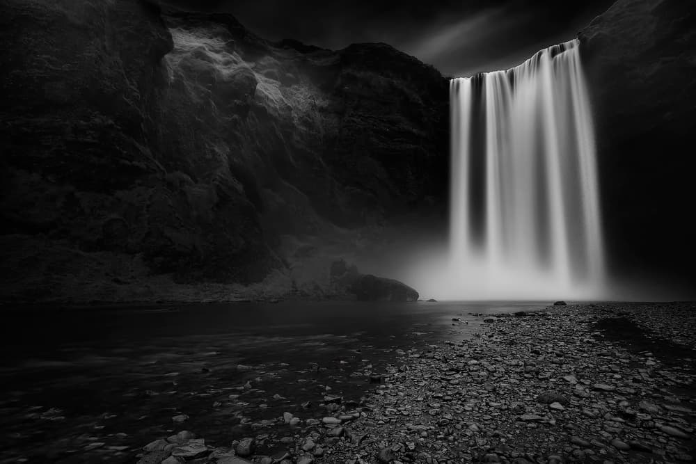 Majestic Dark Waterfall by swapnil deshpande — canvas wall art