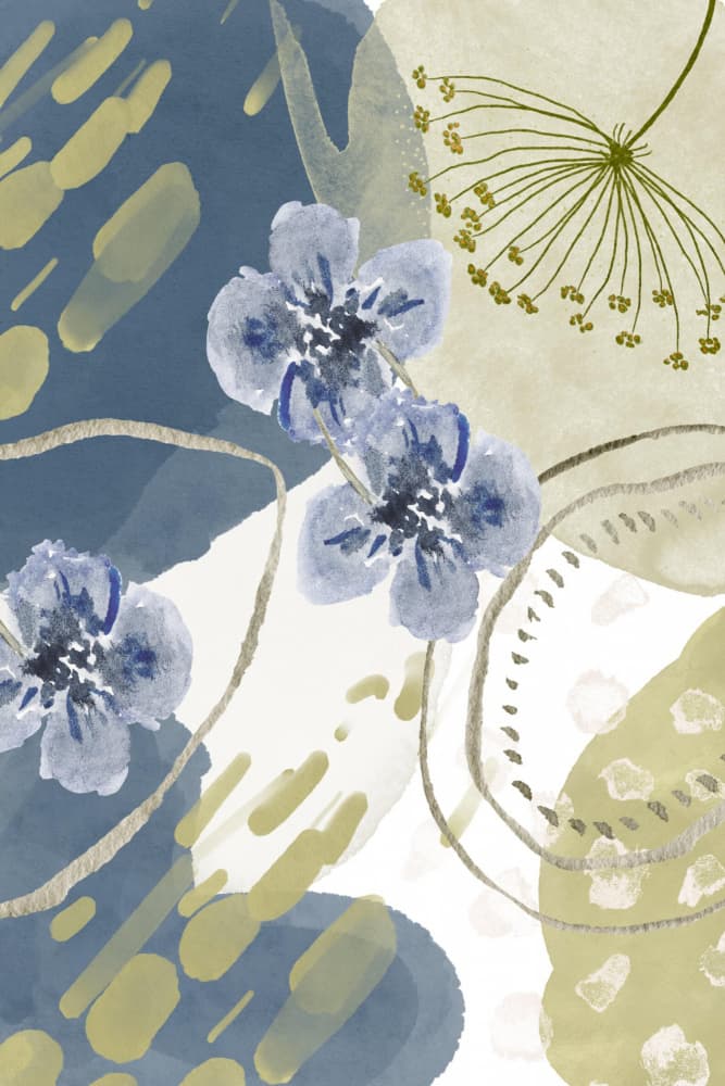 Soft Blue Botanical Abstract by Sally Ann Moss — canvas wall art