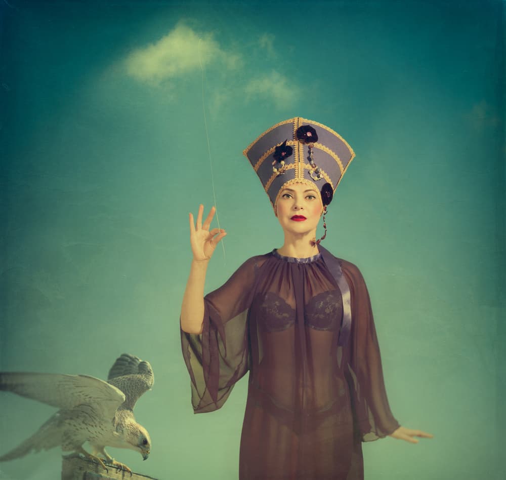 Egyptian Queen and Falcon by Svetlana Melik-Nubarova — canvas wall art