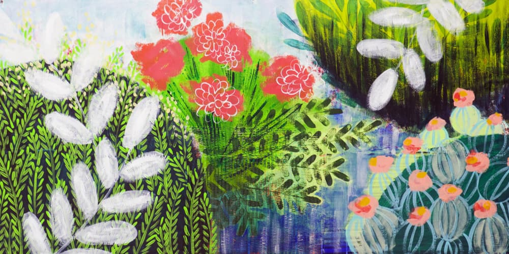 Vibrant Garden Scene by Shelley Hampe — canvas wall art