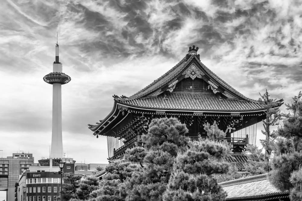Kyoto Temple Tower View by Melanie Viola — canvas wall art
