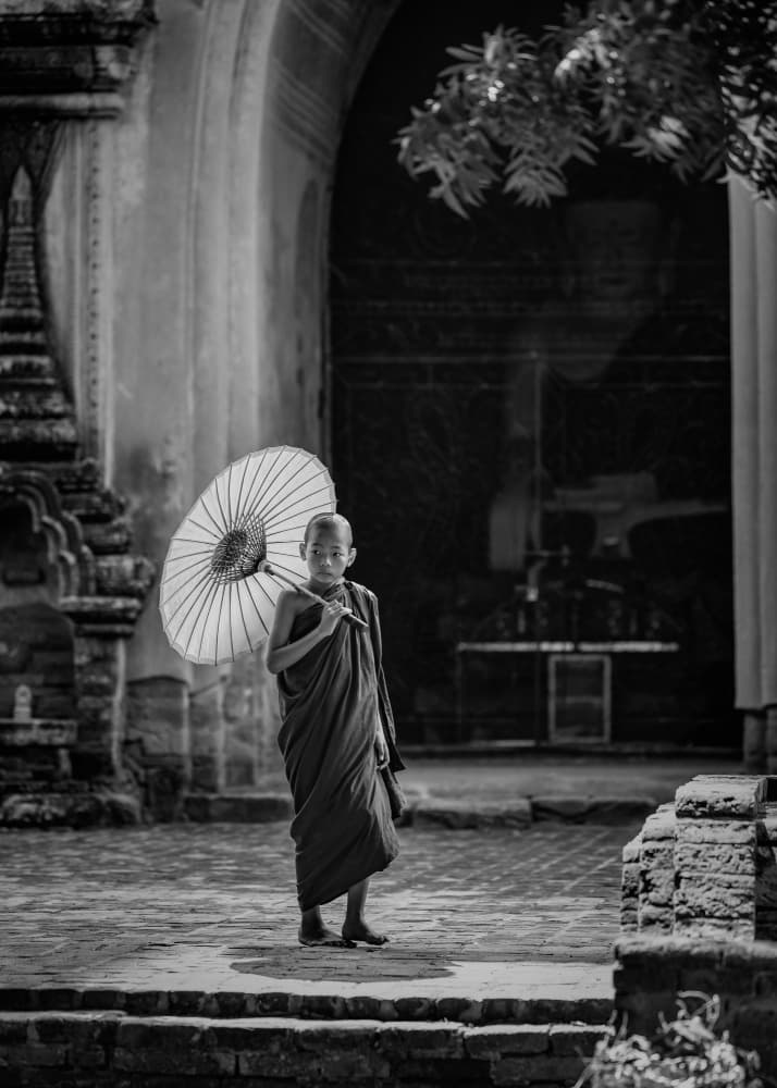 Young Monk Ancient Temple by ADIREK M — canvas wall art
