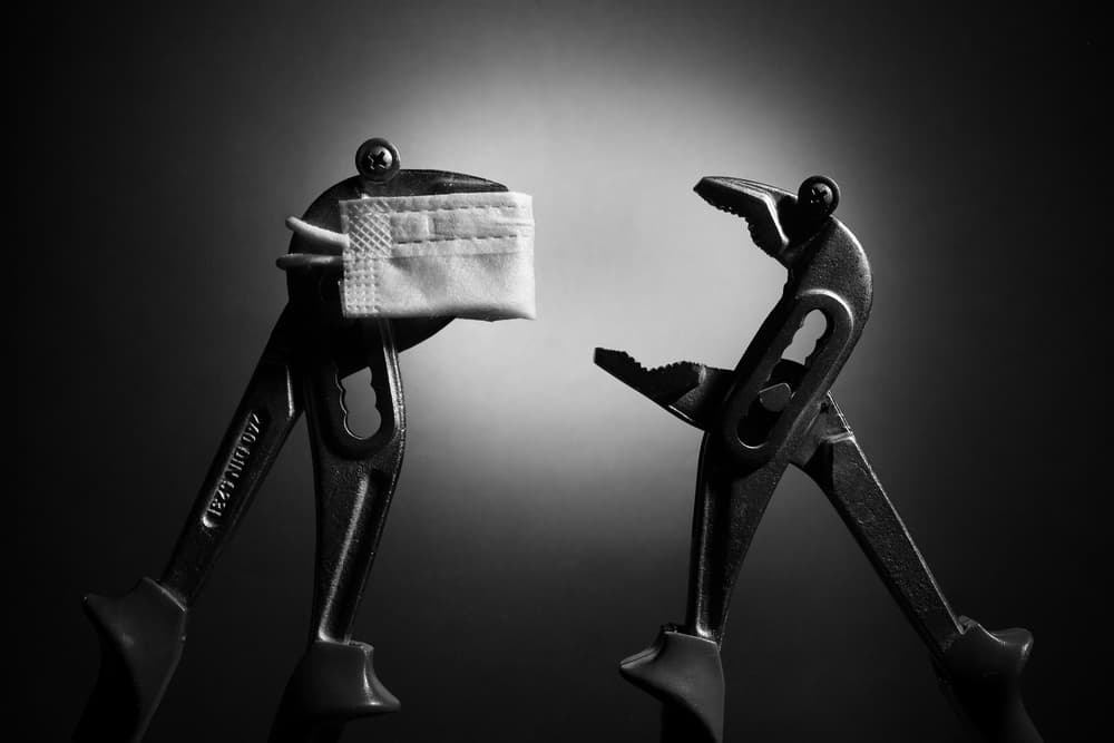 Masked Pliers Silence by Victoria Glinka — canvas wall art