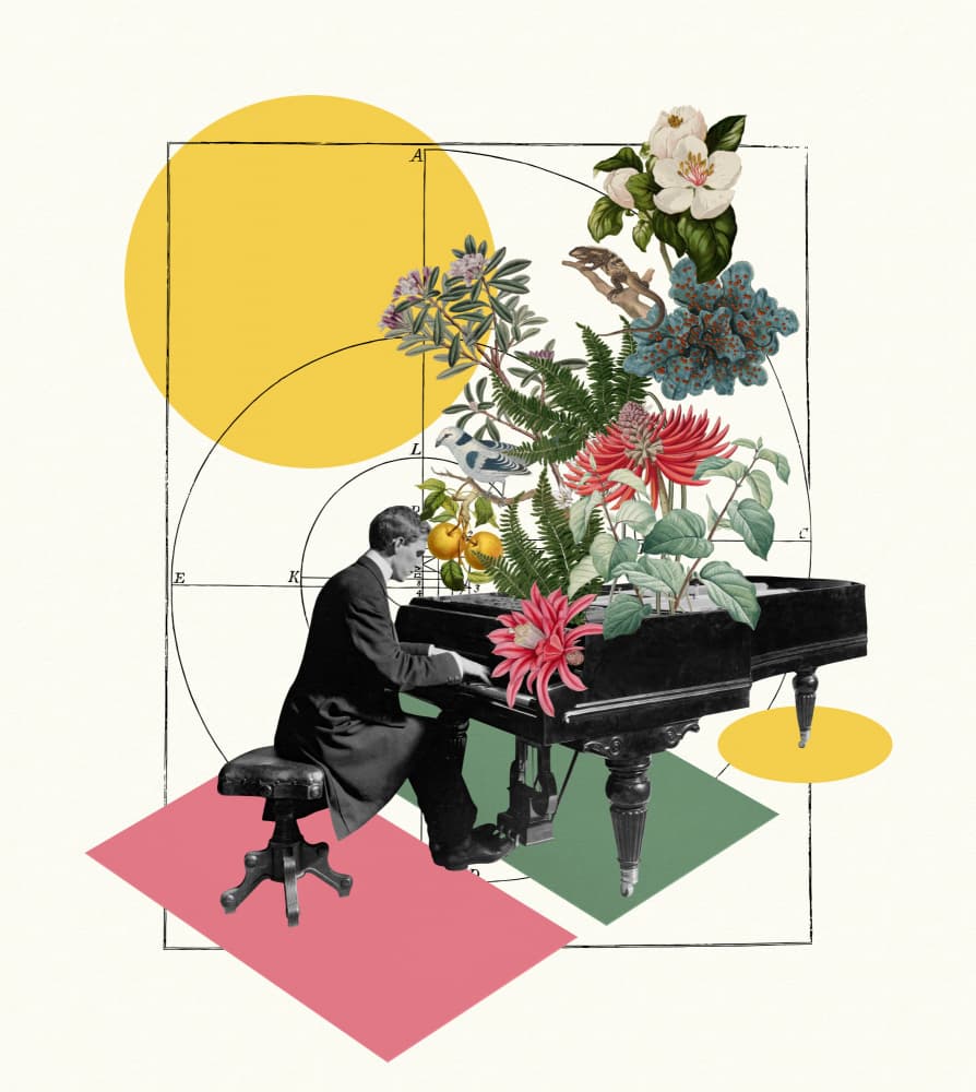Pianist's Floral Rhapsody by Marja van den Hurk — canvas wall art