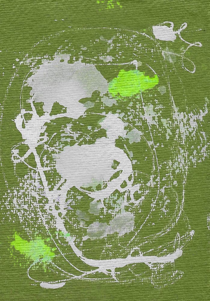 Abstract Silver Green Splatter by Santhosh ch — canvas wall art