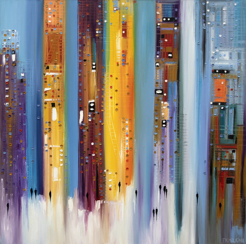 Colorful City Walk by Ekaterina Ermilkina — canvas wall art