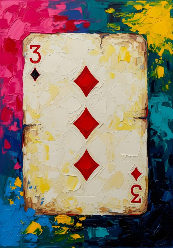 Bold Three Of Diamonds by HUGO — canvas wall art