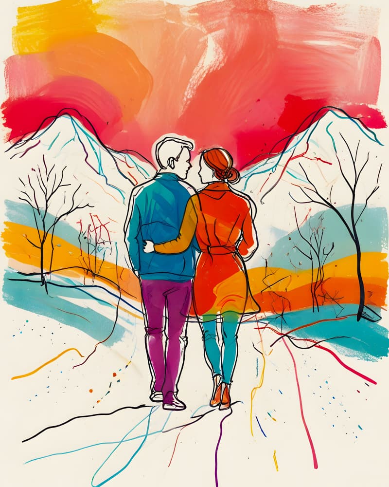 Colorful Mountain Embrace by Kintsugi99 — canvas wall art