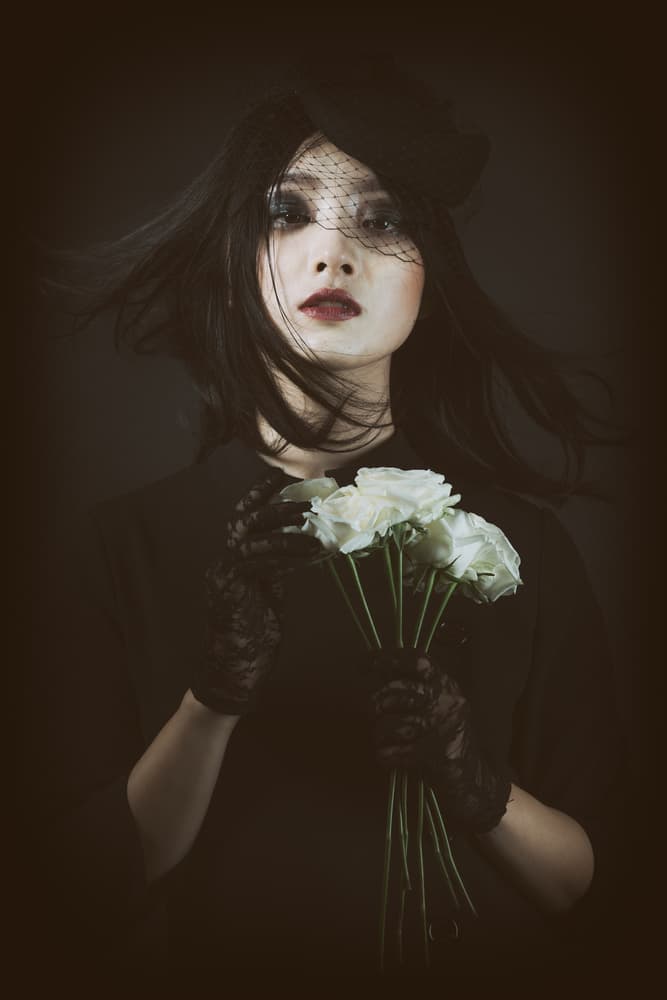 Veiled Woman with Roses by Daisuke Kiyota — canvas wall art