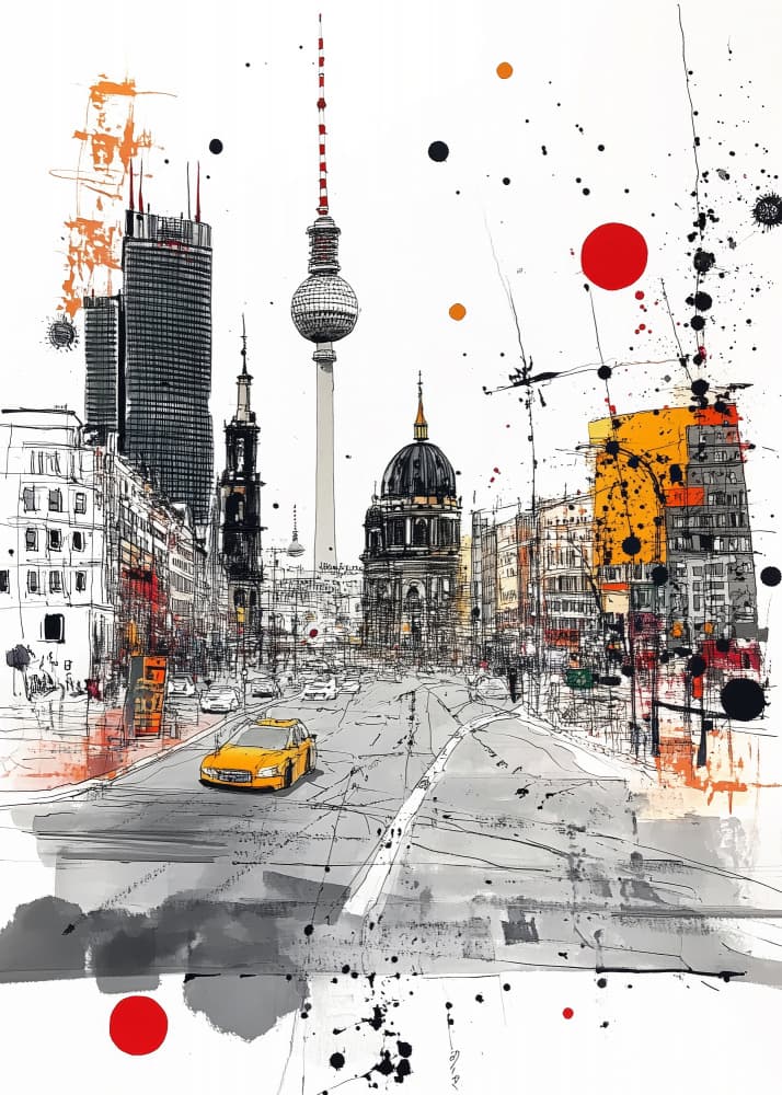 Vibrant Berlin City by Justyna Jaszke — canvas wall art