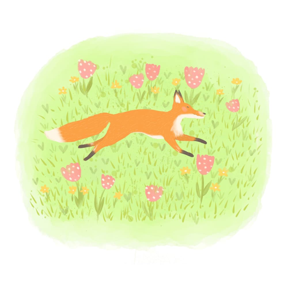 Playful Fox Meadow Run by Aliya Putrus — canvas wall art