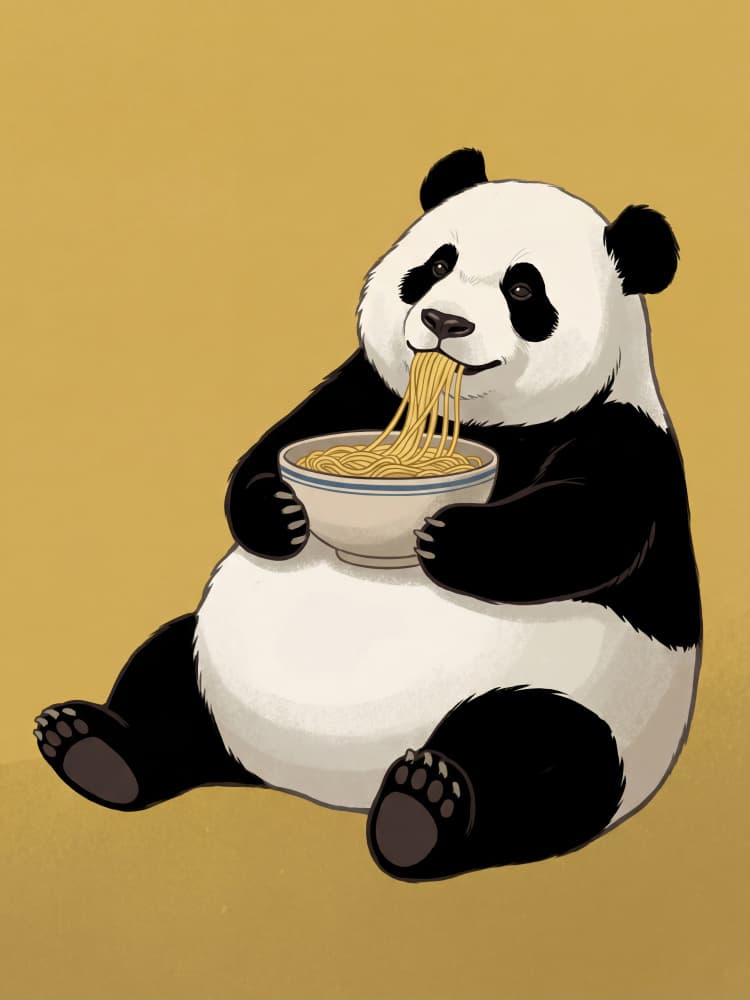 Panda Noodle Delight by Andreas Magnusson — canvas wall art
