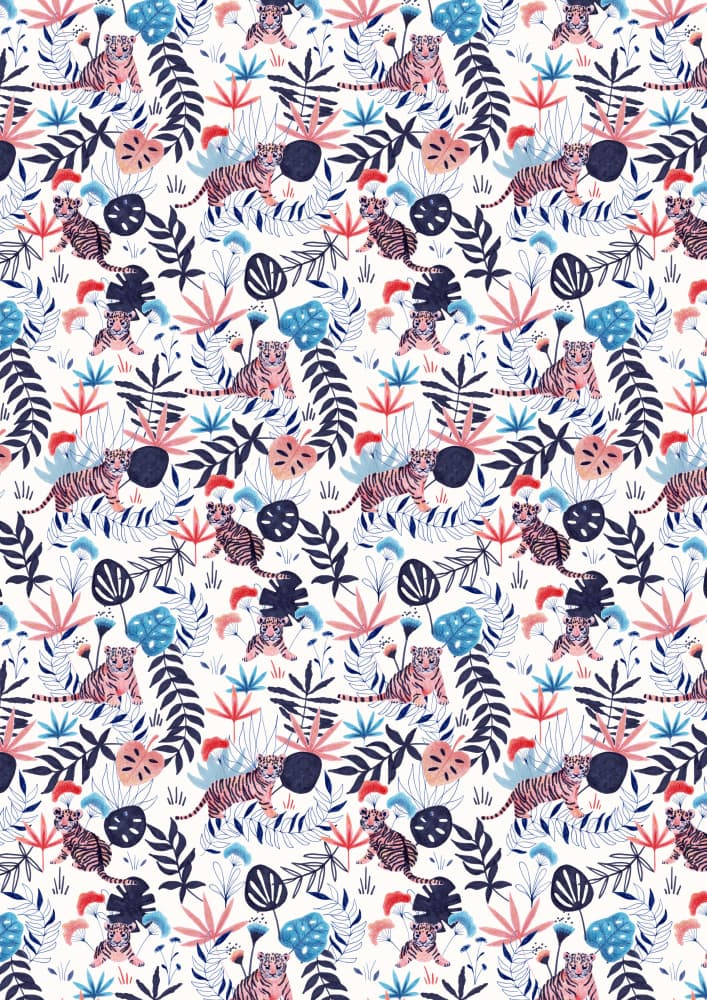 Playful Jungle Tigers by Julie Lesouef — canvas wall art