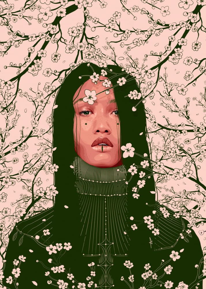 Cherry Blossom Woman by AnA Ariane — canvas wall art