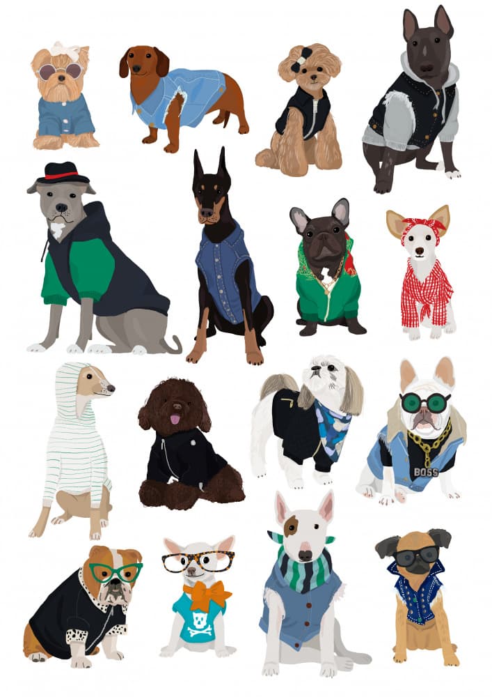 Dogs in Fashion by Hanna Melin — canvas wall art