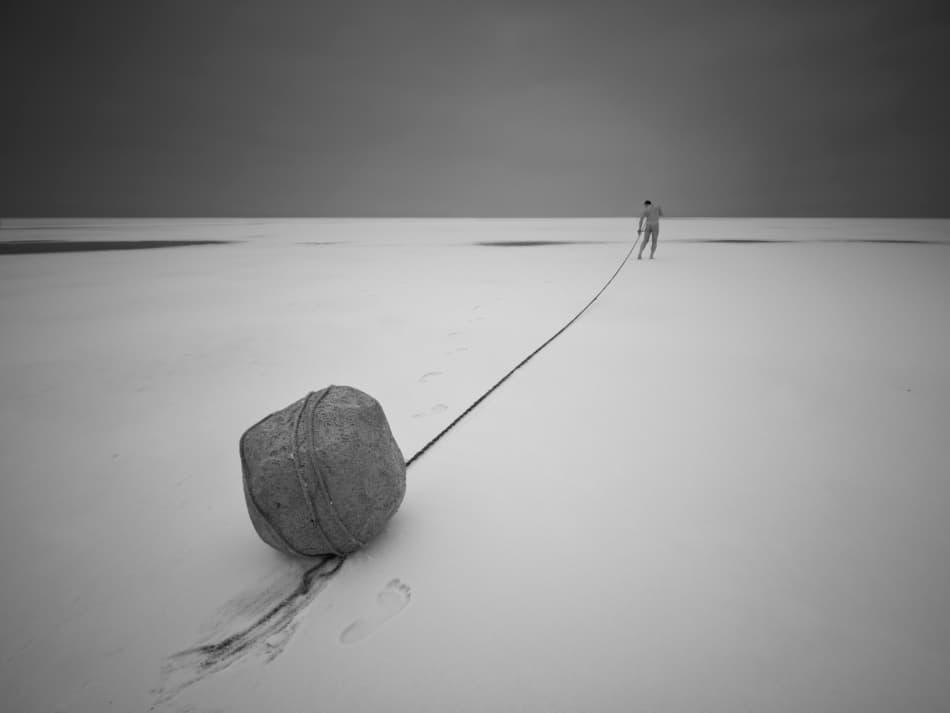 Man Pulling Weight by Leszek Paradowski — canvas wall art