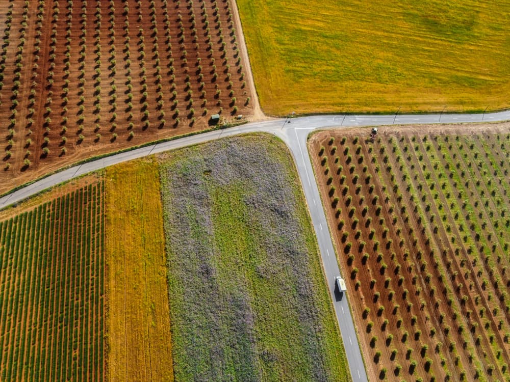 Aerial Fields Crossroads by Primož Kožuh — canvas wall art