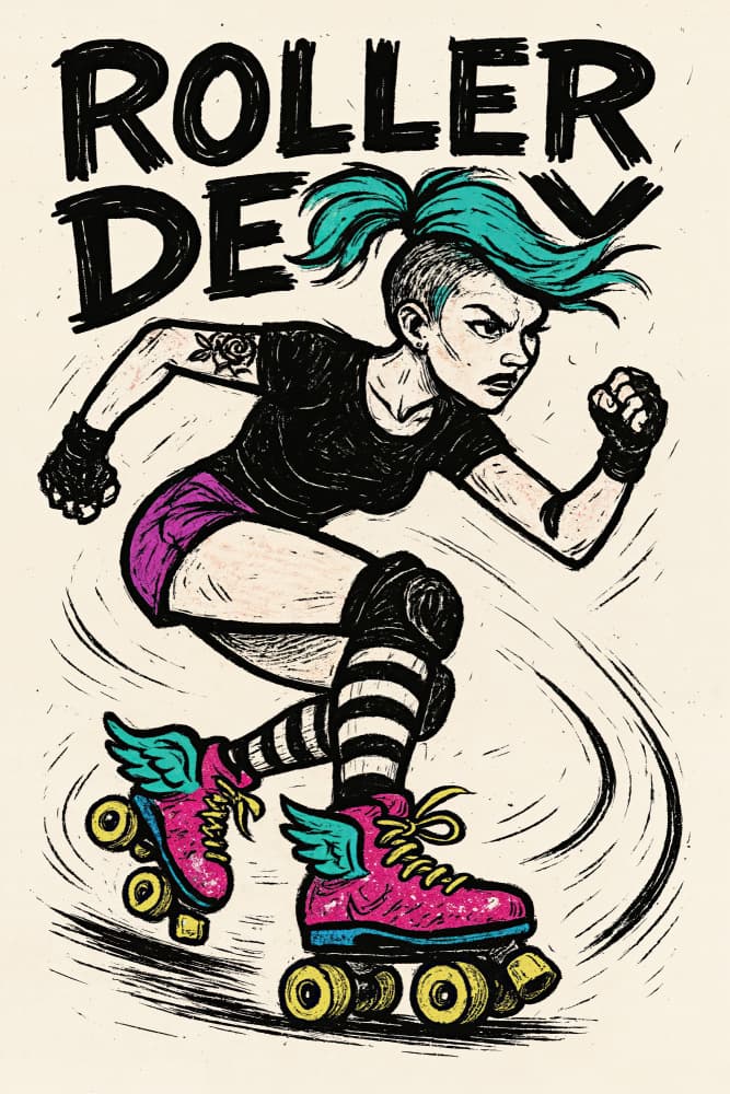 Rebel Roller Skater by Natalie Bruns — canvas wall art