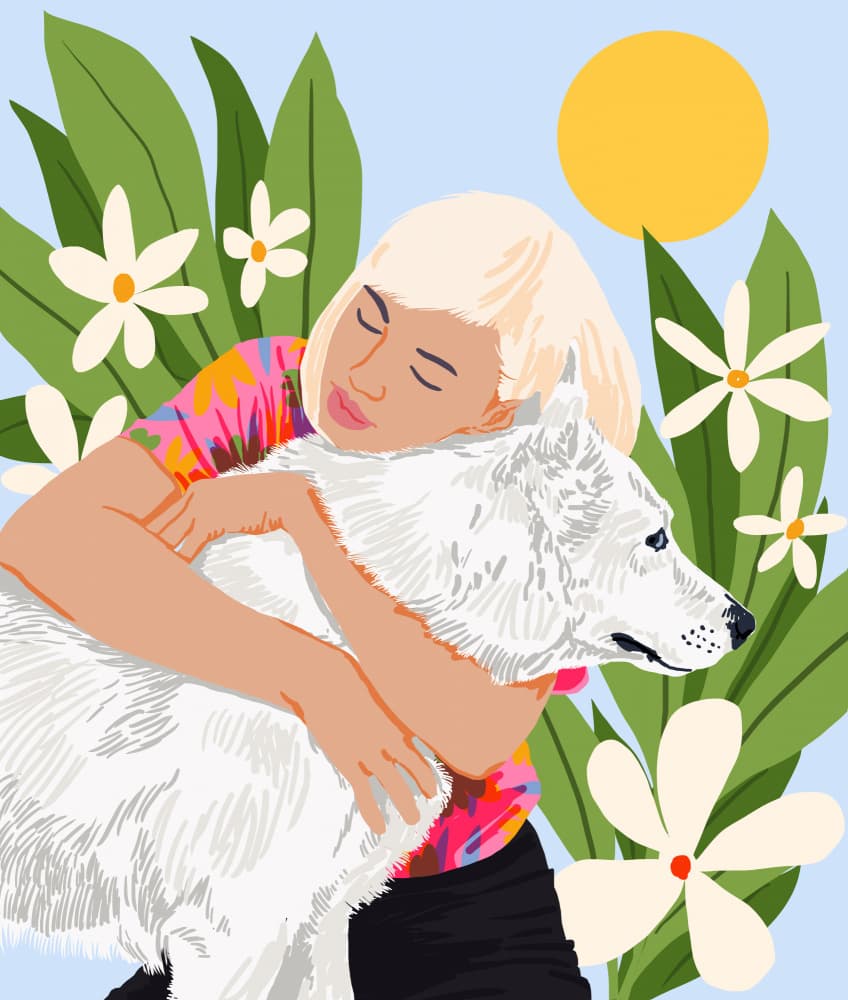 Summer Dog Embrace by Uma Gokhale — canvas wall art