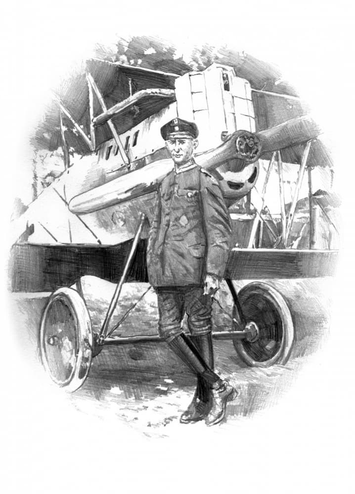 Vintage Pilot Biplane by Kulik — canvas wall art