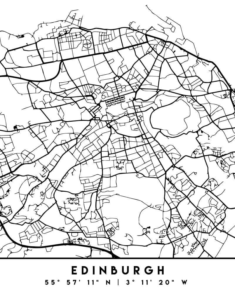 Edinburgh City Map by Emiliano Deificus — canvas wall art