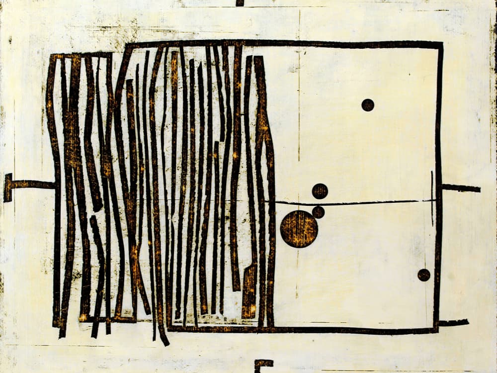 Golden Abstract Forms by Petr Strnad — canvas wall art