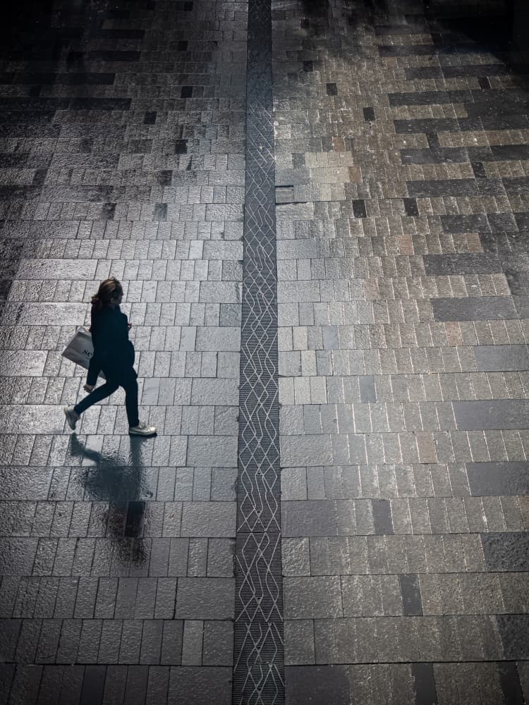 Solitary Walk on Wet Pavement by IKUMI FUKAZAWA — canvas wall art