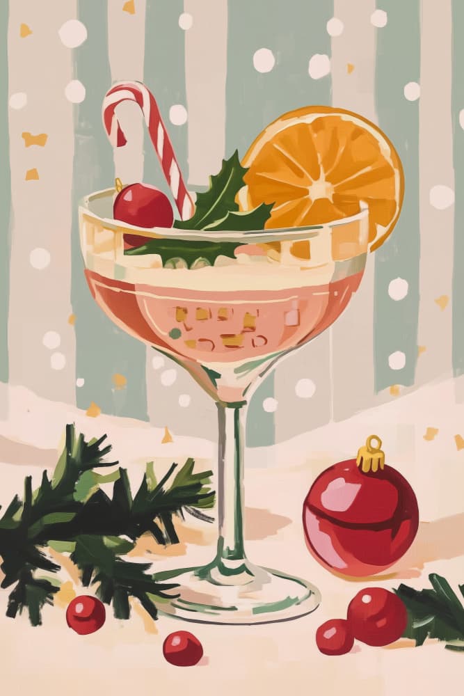 Festive Christmas Cocktail by Melloi Art Prints — canvas wall art