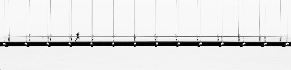 Minimalist Bridge Runner by Jian Wang — canvas wall art