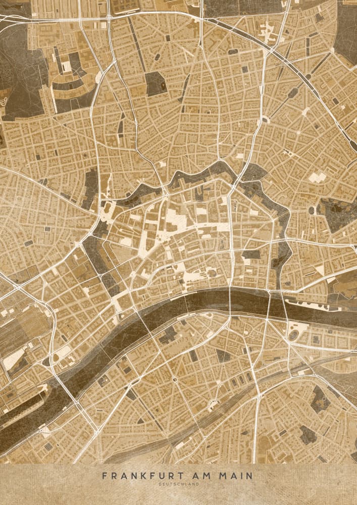 Vintage Frankfurt Map by Rosana Laiz Blursbyai — canvas wall art